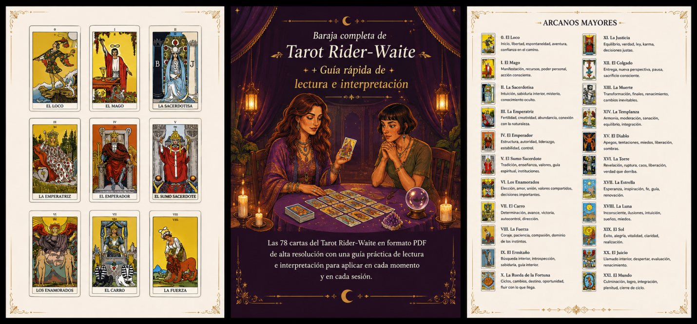 Baraja Rider Waite Completa + Guía de Lectura Terapéutica