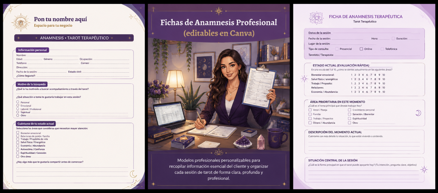 2 Fichas de Anamnesis Profesional Editables en Canva